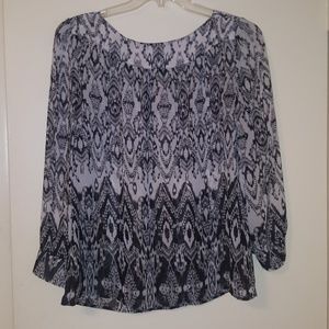 Black and white dressy flowy blouse